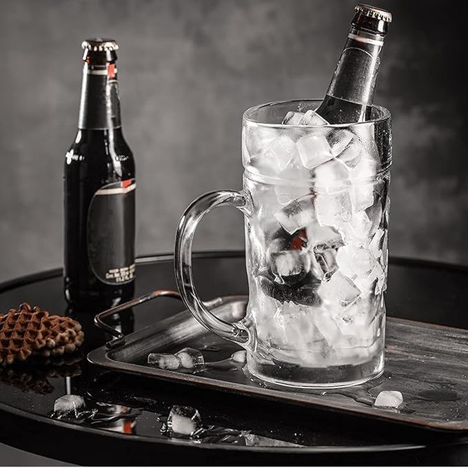 Image of PrimeWorld Glass Beer Stein Mugs Set of 2, 500ml Each, German Beer Glasses, BPA Free, Dishwasher Safe
