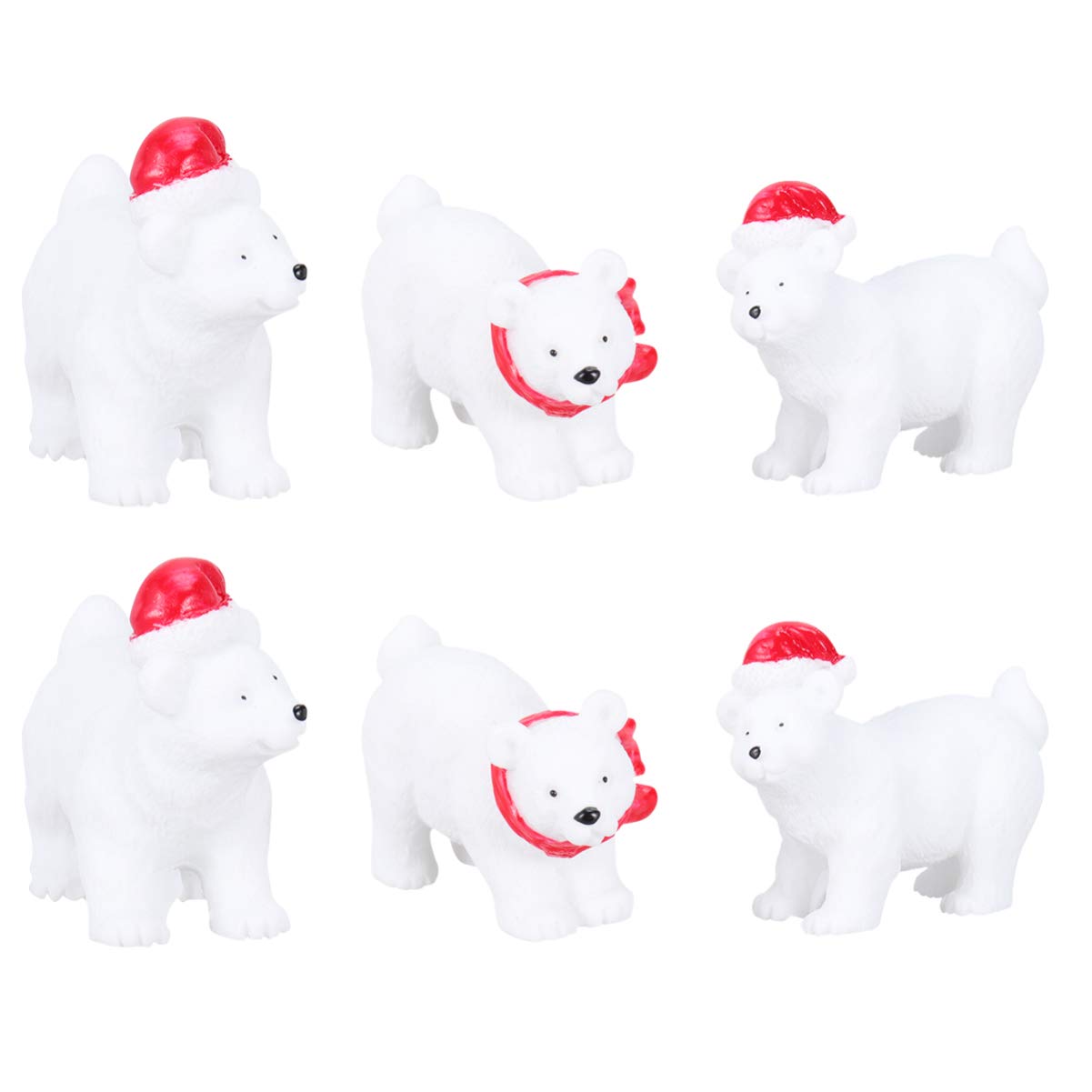 SEWACC Christmas Miniature Polar Bear Adornment Mini Resin Bear 6pcs Creative Bear Micro- Landscape Ornaments Desktop Figures Decoration (Random Style)
