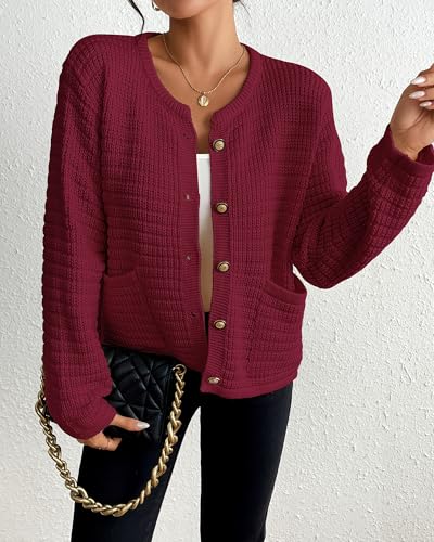 Bsubseach Womens Cardigan Sweaters 2025 Long Sleeve Open Front Button Down Knit Jackets Fall Cardigans with Pockets4