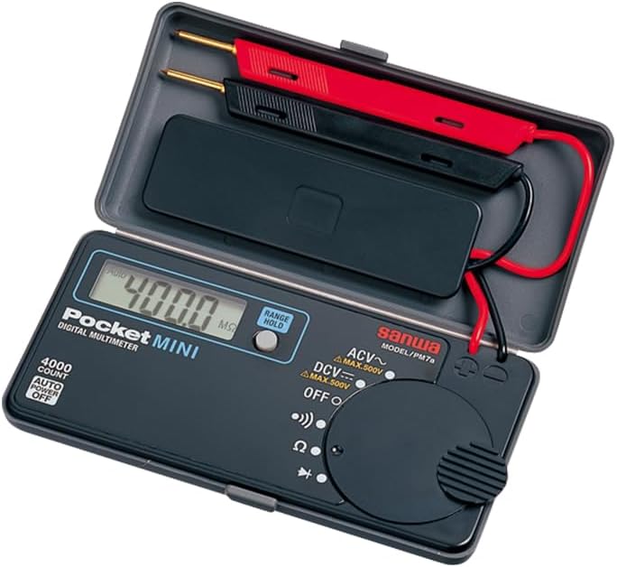 Sanwa PM7A Pocket mini Size Portable Multimeter DMM 4000 Count DC AC with Integrated Protective case Japan quanlity(PM7a)