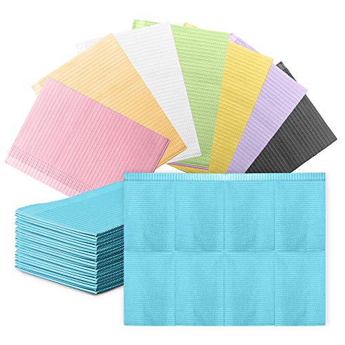 Threedogs Premium Dental Bibs-Disposable Patient Bib, Tattoo Tray Covers, Waterproof Medical Towel, 3 Poly Sheets, 13 x 18 Adult bib (125pcs, Blue)