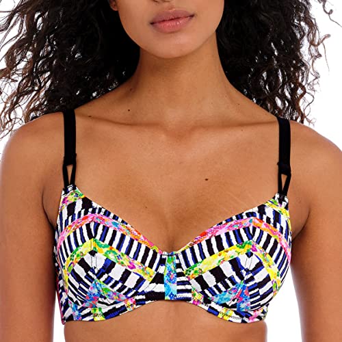 Freya Electro Rave Underwire Plunge Bikini Top (204202),38GG,Multi