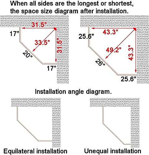 Sikaiqi Stretchable 304 Stainless L Shaped Bathroom Bathtub Corner Shower Curtain Rod Rack(Diamond Shaped Black, Length On Both Sides: 17"-25.6",Middle Width:20"-26") #TOP4