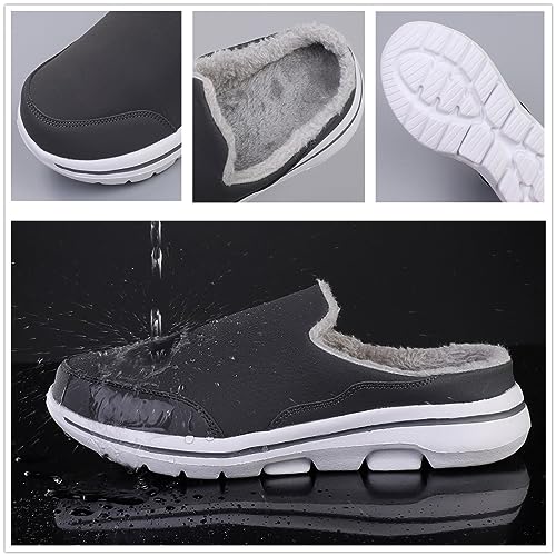 Men's Comfortable Fleece Warm Support Sports Sandals, Slip on Non Slip Thick Couple Sandals House Shoes Indoor/Outdoor with Arch Surpport4