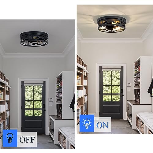 SKEJAO 13 inch Flush Mount Ceiling Light Fixture,3-Light Ceiling Light Fixture for Hallway, Black Hallway Light Fixtures Ceiling,Light Fixtures Ceiling Mount for Kitchen,Farmhouse,Hall (2 Pack) by SKEJAO - Image 7