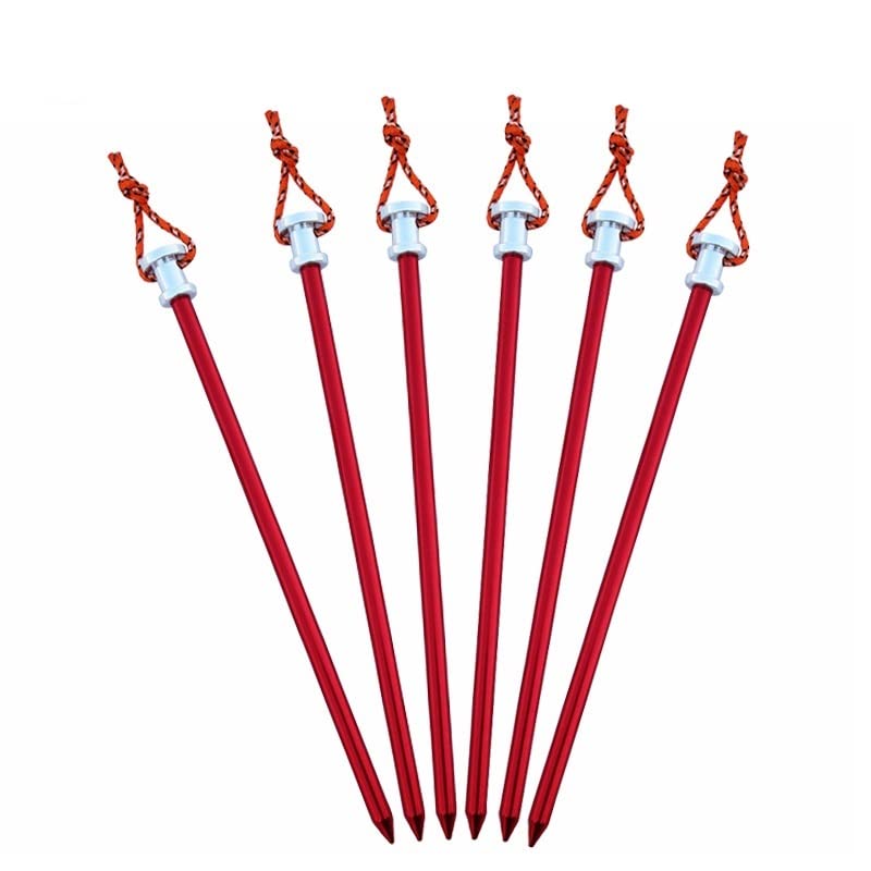 Picchetti per Tenda, Picchetti per Tenda di Lusso in Lega di Alluminio con Corde da Tirare per Tenda da Campeggio Chiodi Fissi Accessori Tubolari 23 cm (Argento)