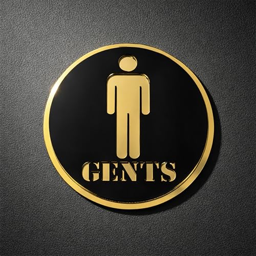 Image of Gent Round Acrylic Signage Sticker - Self-Adhesive Men Restroom Sign for Office, Storefront, Cafe, Hotel, Restaurant, Business & Shop - Premium Black Gold Label for Glass & Smooth Surfaces