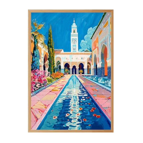 Framed Moroccan Courtyard Canvas Print Modern Minimalist Aesthetic Wall Art