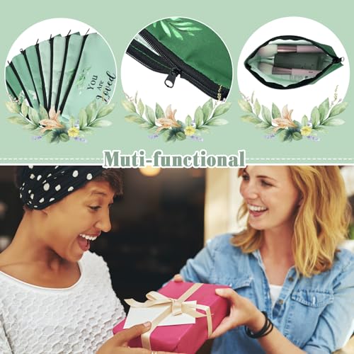 Hillban 10 Pcs Housekeeping Week Appreciation Gifts for Women Bulk Inspirational Christian Bible Verse Cosmetic Bag Surgical Tech Makeup Bag Religious Church Canvas Travel Pouch(Greenery,Green)4