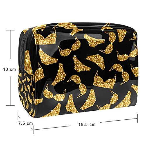 Trousse de maquillage rétro à pois multicolore avec zip et format vanity compact - 5