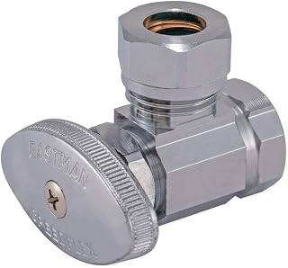 Eastman Multi-Turn Angle Stop Valve, 1/2 Inch FIP x 1/2 Inch Slip Joint Connection, Chrome Plated, 04328LF