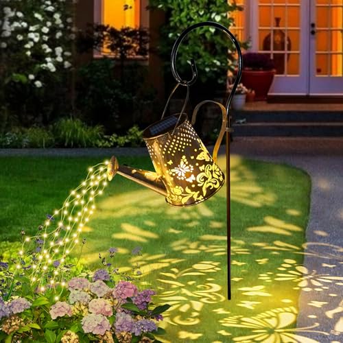 Solar Gießkanne Lichterkette Aussen, Wasserdicht Solarlampen für Außen Gießkannenlicht Lichter, Schmetterling Vintage Gartendeko für Draußen mit Schäferhaken für Garten Hofweg Balkon Terrasse Solar Gießkanne Lichterkette Aussen, Wasserdicht Solarlampen für Außen Gießkannenlicht Lichter, Schmetterling Vintage Gartendeko für Draußen mit Schäferhaken für Garten Hofweg Balkon Terrasse