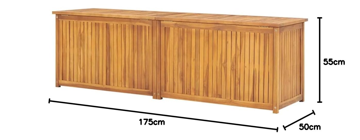 vidaXL Baúl de jardín madera maciza de teca 175x50x55 cm
