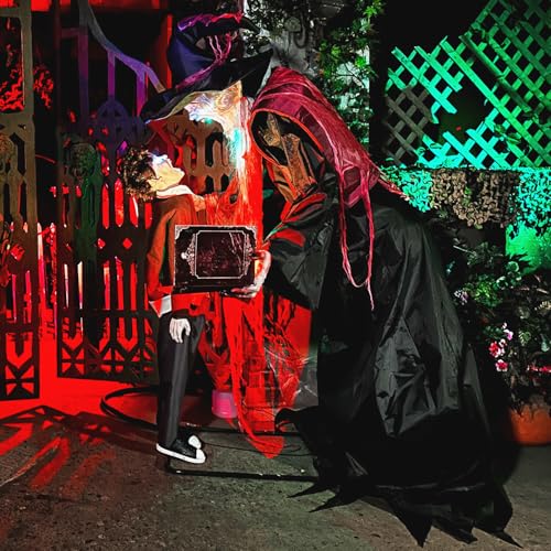 Haunted Hill Farm 7-Ft Animatronic Soul Harvester by Tekky, Halloween Animatronic, Spooky Prop & Party Decoration, Indoor & Covered Outdoor Creepy Witch Decor Motion-Activated Lights & Sound, LifeSize