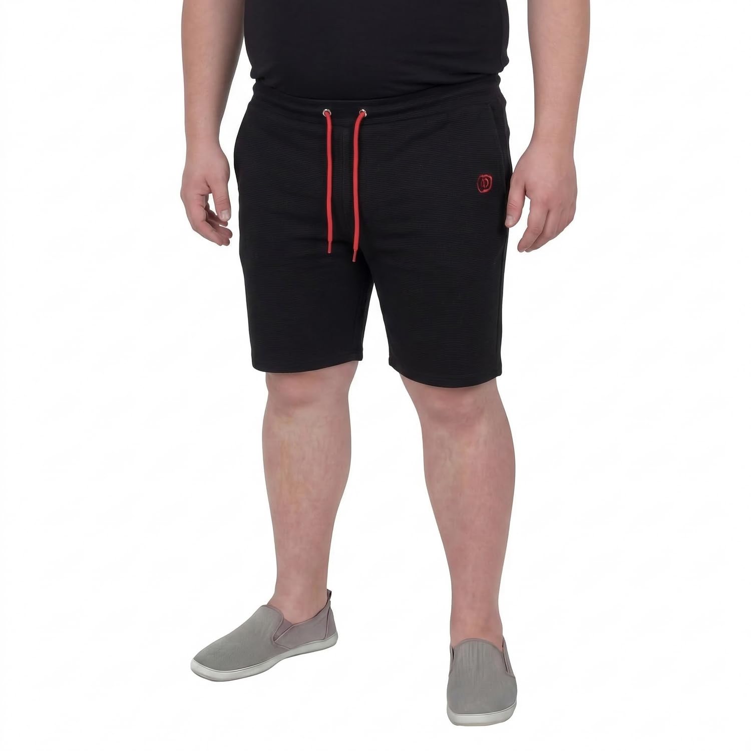 ADAMO Schwarze Herren Jogginghose kurz Ottoman Rippe großen Größen XXL - 10XL