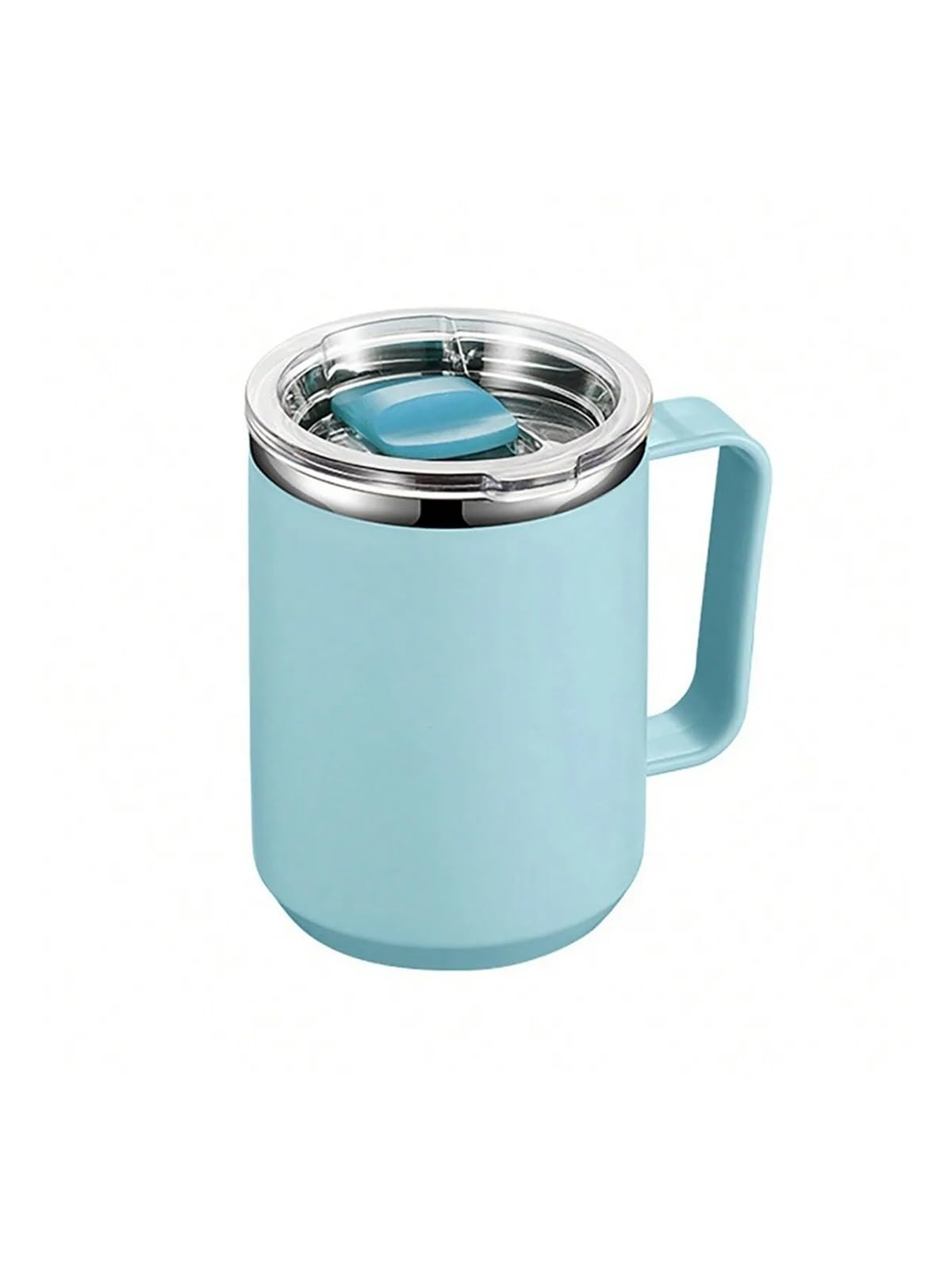 Edelstahl-Kaffeetasse mit Griff und Schiebedeckel, isolierte doppelwandige Vakuum-Reise, Camping im Freien für Reise, Kaffee und Tee(Blue)