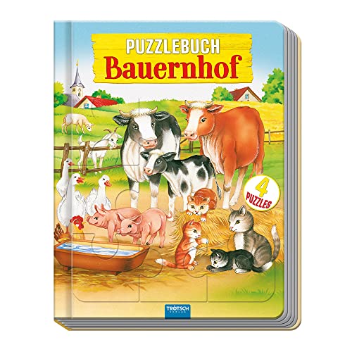 TRÖTSCH - Puzzlebuch 'Bauernhof' | Bauernhof Buch mit Puzzles, farbigen...