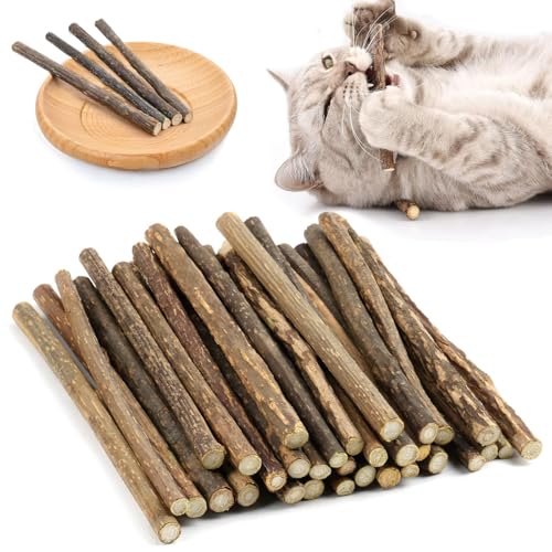 GOTDYBST 35 Piezas Palitos De Catnip para Gatos, Palitos Masticables para Gatos - Natural Y Seguro, Palos Matatabi Gatos para El Cuidado Dental, Previniendo El Mal Aliento Y El Rechinar De Dientes