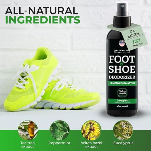 Image of Aromasong Natural Shoe Deodorizer and Foot Spray - 24-Hour Freshness Foot Odor Eliminator for Feet - Extra Strength Fresher for Smelly Shoes & Stinky Feet Spray with Refreshing Scent, 4oz