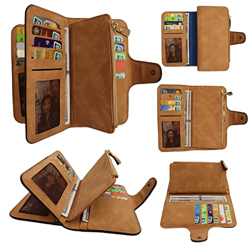 Womens Long Leather Wallet, RFID Blocking Leather Pocket Wallet Ladies Mini Purse with ID Window3