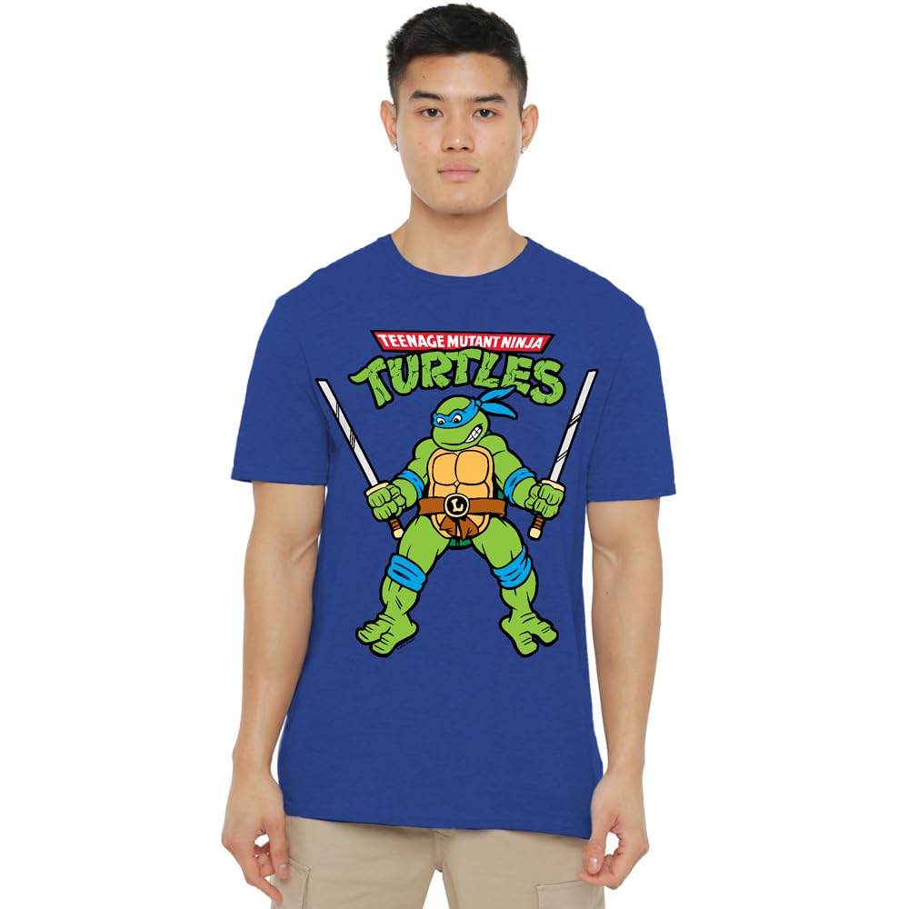 Teenage Mutant Ninja Turtles TMNT Retro Leo Unisex T Shirt, Royal Blue, Large