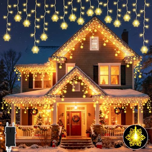 Dalugo Lichterkette Eisregen Außen, 10M 240LED Schneeflocken...