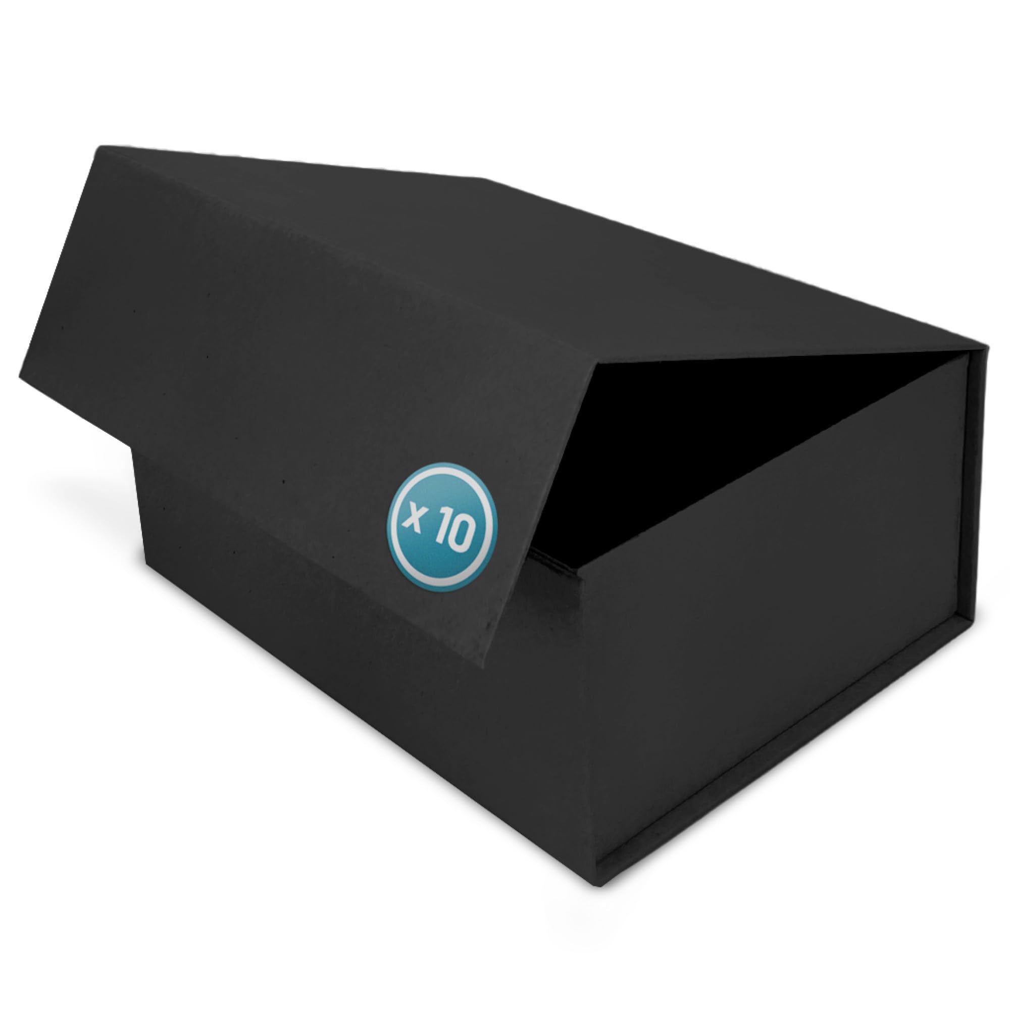 Boîte Cadeau avec Couvercle - 45x35x20cm - Coffret Carton avec Fermeture Magnétique - Idéal pour Anniversaire, Mariage, Noël, Naissance - Emballage en Noir pour Présent - Pack de 10