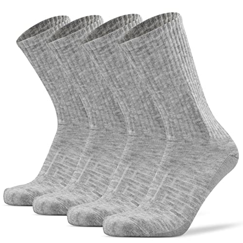 JSPA 4 Pack Men's Merino Wool Hiking Sport Socks Women's Crew Warm Thick Cushioned Outdoor Athletic Socks for Walking Running