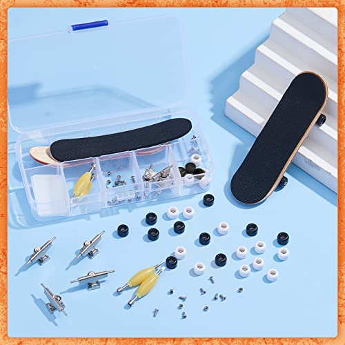 Jexine 6 Sets Diy Fingerboard Kit Fingerboard Accessories Mini Finger Skateboard Parts Include 12 Brackets 54 Screws 30 Nuts 6 Screwdriver 24 Fingerboard Wheels Tool For 96Mm (Black, White) #TOP6