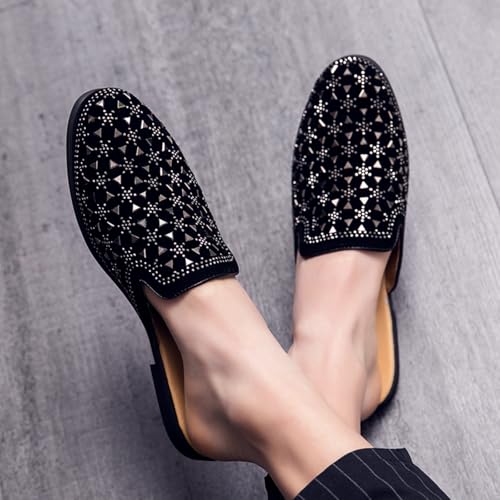 Men's Studded & Rhinestone - Embellished Slip - On Loafers, Luxury Sparkly Dress Shoes for Wedding, Party & Prom4