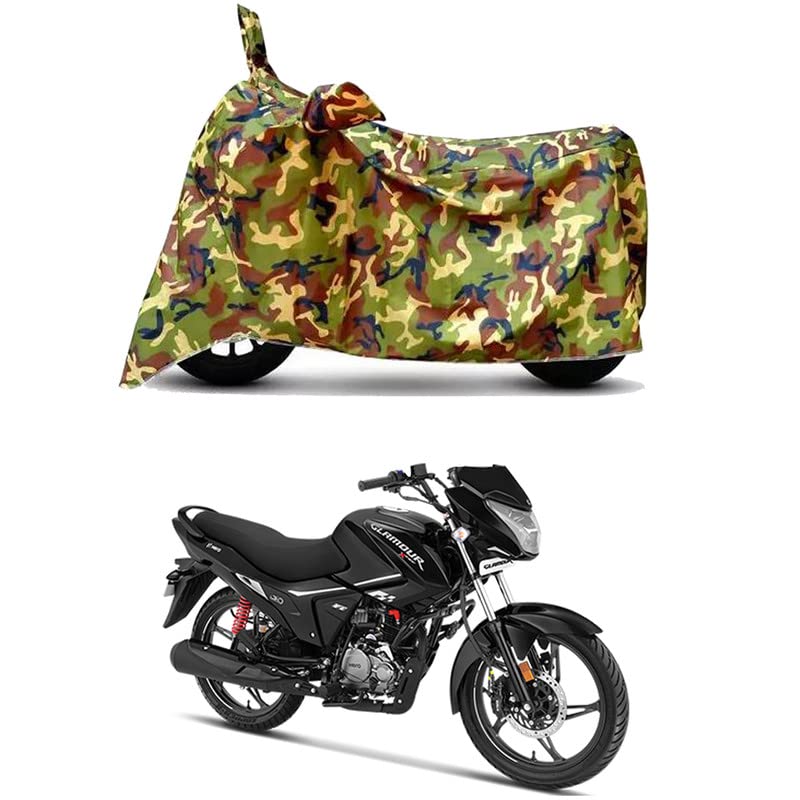 Image of Waterproof 100% PVC Coated Bike Scooty Two Wheeler Body Cover Compatible for Hero Glamour Xtec-New /UV-Rays /Heat Protection /Birds Dropping /Scratchproof /Dust Proof [6X6 Jungle Print]