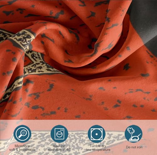 Parure de lit géométrique en microfibre douce rouge et noire - 6