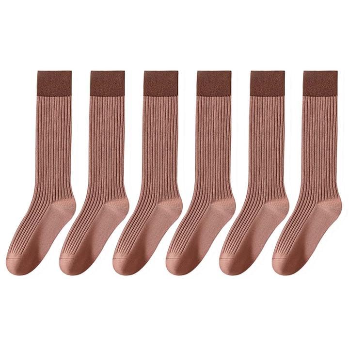 Girls Knee High Socks Cotton Knee Socks Pack of 6 Knit Knee Long Stocking Leg Warmer