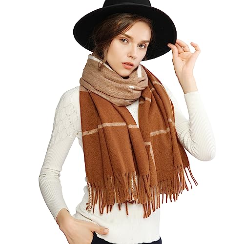 RIIQIICHY Winter Scarfs for Women Pashmina Shawls and Wraps for Evening Dresses Warm Blanket Scarf Plaid Oversized Scarves2
