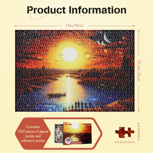 MISITU Mini Jigsaw 1000 Pieces Puzzle, Micro Difficult, Challenging Family Game, Fantasy World Sunset, 15 x 10.2 Inch - Image 4