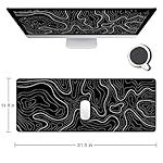 Large Mouse Pad, Extended XL Gaming Mousepad, Non-Slip Rubber Base Keyboard Mouse Mat Desk Pad for Work, Game, Office, Home, 31.5 x 11.8 in, Black Minimalist Topographic Map PL230707021 - Image 2