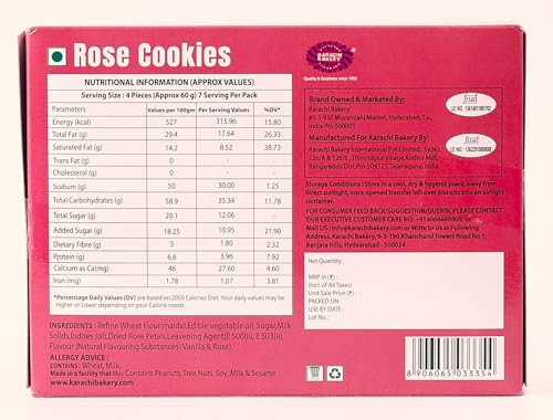 Image of Karachi Bakery Rose Flavour Cookies 400gm | Delicious Snack | Tea Time Snack | Vegetarian