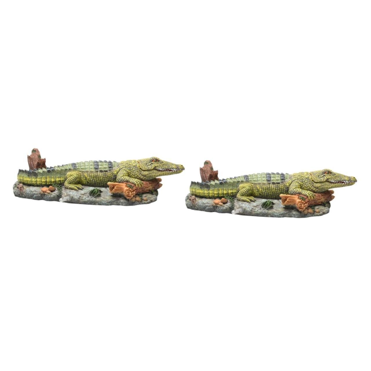BESPORTBLE 2stücke Aquarium Dekoration -krokodil Statue Für Fischbecken Und Künstliche Dekoration Für Aquarien Und Terrarien Luftbetriebene Kunstwerke