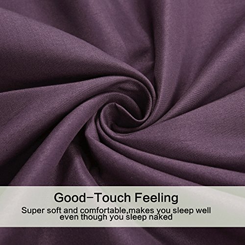 Image of 4 Piece Bed Sheet Set (Queen,Purple) 1 Flat Sheet,1 Fitted Sheet and 2 Pillow Cases,Brushed Microfiber Luxury Bedding with Deep Pockets