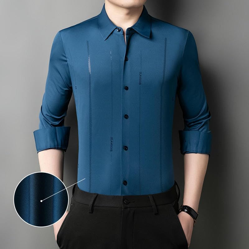 Chemise à rayures verticales homme manches longues casual chic - 4