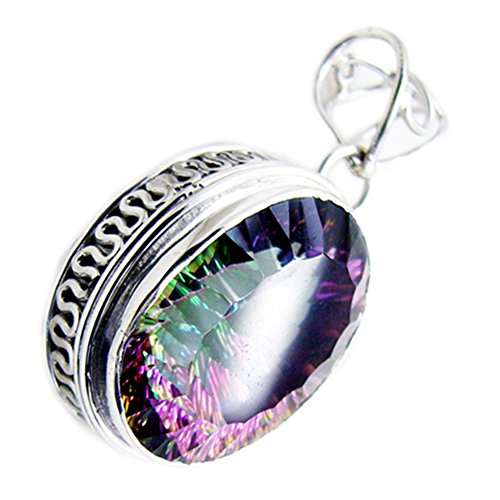 Pendentif en argent sterling et mystic quartz de style vintage
