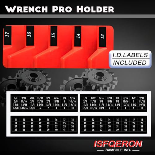 46pc magnetic wrench organizer set for toolbox storage - heavy duty wrench rack with saemetric labels amp upgraded magnet - black tool drawer organizer ideal for mechanics and diy