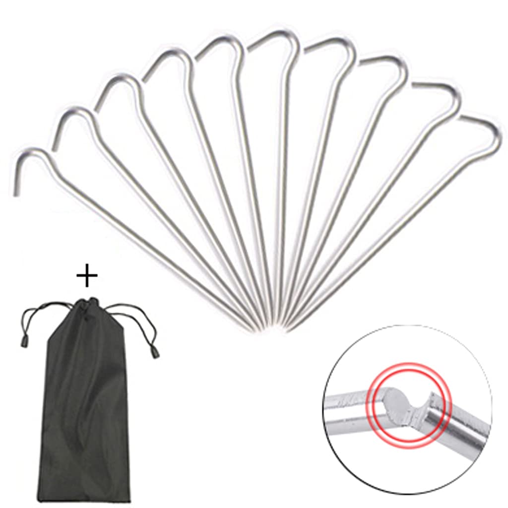 Piquets de Tente – 10 pièces en Alliage d'aluminium léger et Portable, Accessoires de Camping, piquets de Tente, Clous for la Fixation des auvents de Tente de Camping, bâches de Pluie