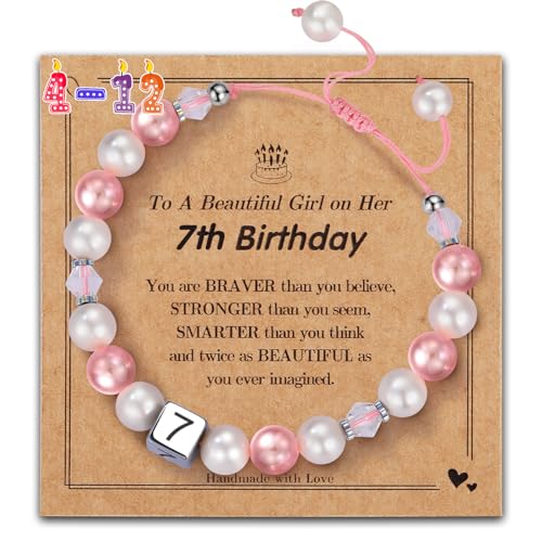 Image of Birthday Gifts for 4-10 Girls, Adjustable Sparkling Delicate Pink Charm Cute Bracelet for Teen Girls for Daughter Granddaughter Niece Sister Teens Friends Birthday Christmas Valentine Gifts
