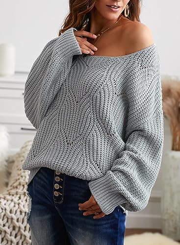 Image of Dokotoo Womens Sweaters 2026 Crewneck Cute Elegant Soft Long Sleeve Hollow Cable Knit Pullover Tops