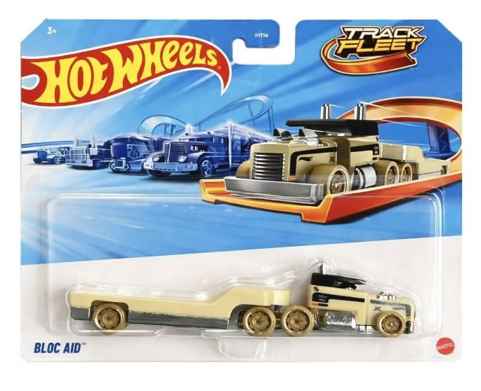 Hot Wheels Track Fleet - Bloc Aid Hauler [Truck W/Trailer] 1:64 Scale Diecast Toy Vehicle-picture-16