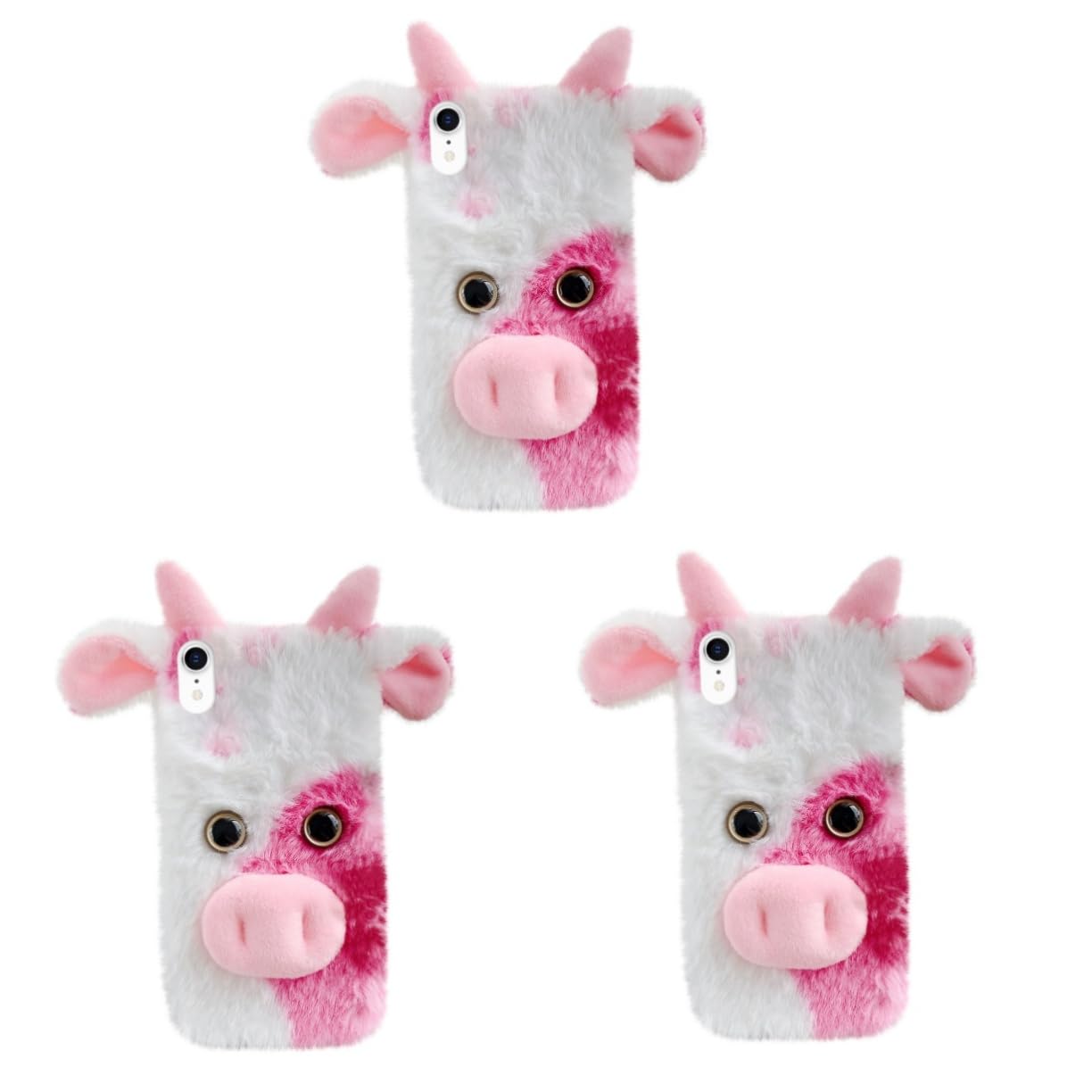 OSALADI 3stücke Fluffy Plush Cow Handyhülle Aus TPU Und Plüsch Kompatibel Mit rutschfest Stoßfest Süßes Cartoon-Design Idealer Schutz Für Unterwegs Langlebig Und Praktisch