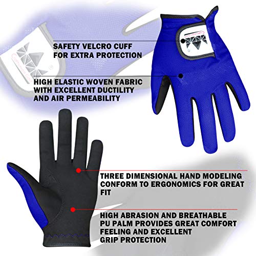 Craftsman Golf 1-Pair Mesh Golf Glove For Kids, Boy, Girl Blue Red (Blue, M) #TOP2