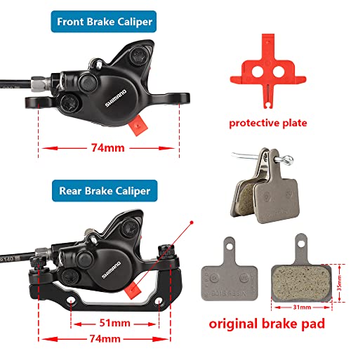Meteorolite Shimano MT200 Hydraulic Brakes with Shimano SM-RT56 160mm / 180mm Rotors, Left Front 800mm Right Rear 1400mm Shimano Hydraulic Brakes Aluminum Alloy Levers with Calipers Bike Disc Brakes