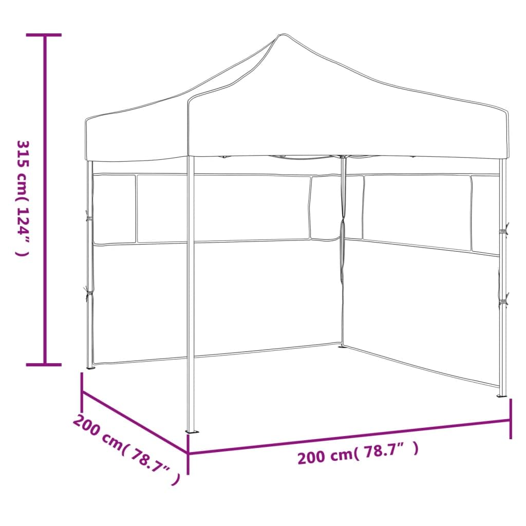 Gartenpavillon, faltbar, für den Außenbereich, mit 2 Seitenwänden, 2 x 2 m, Stahl, Weiß